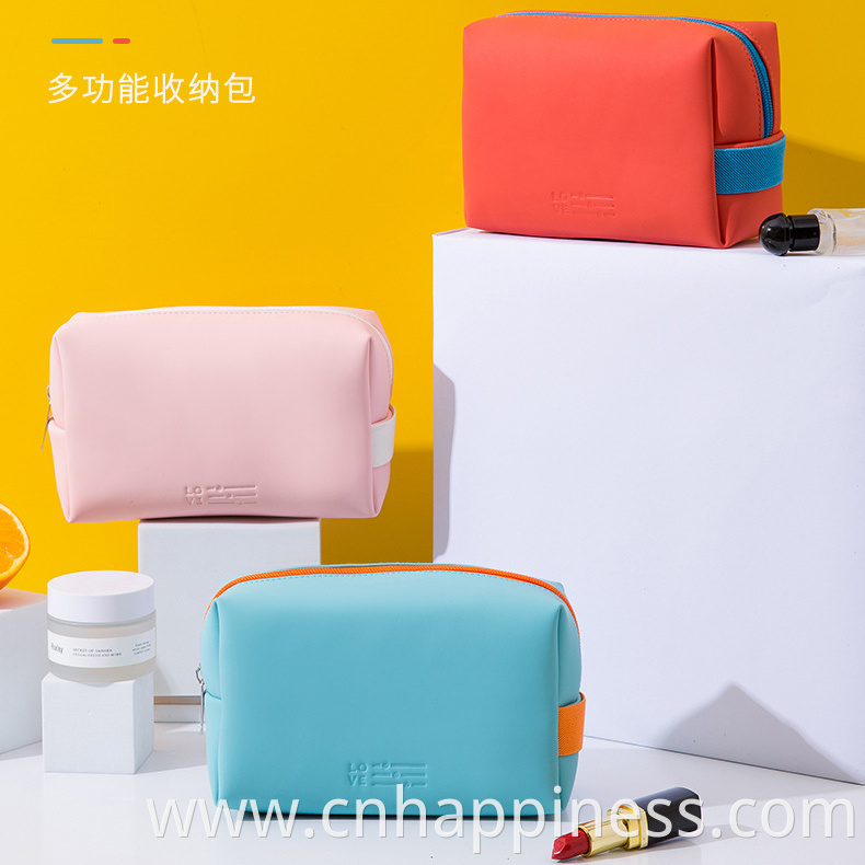 2022 Travel PU leather Toiletry Makeup Beauty Bag Custom printed Zipper Vinyl Waterproof Beach Zipper Cosmetic Bag or Pouches